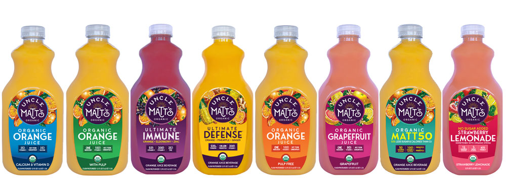 Uncle Matt's Delicious Organic Juices are availabla at fine stores near you.