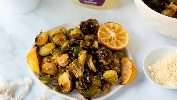 Lemon Garlic Roasted Brussels Sprouts