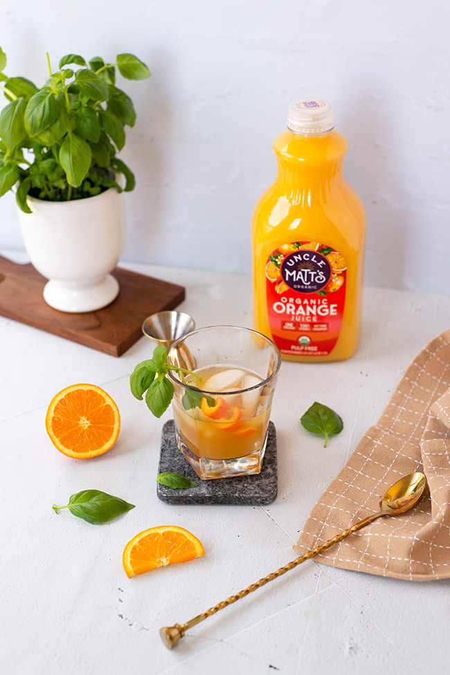 Spiced orange and Basil Bourbon Cocktail