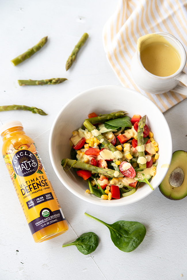Summer Salad with Orange Turmeric Tahini Dressing – Uncle Matt's Organic