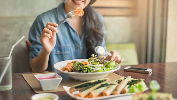 picture of woman eating healthy food